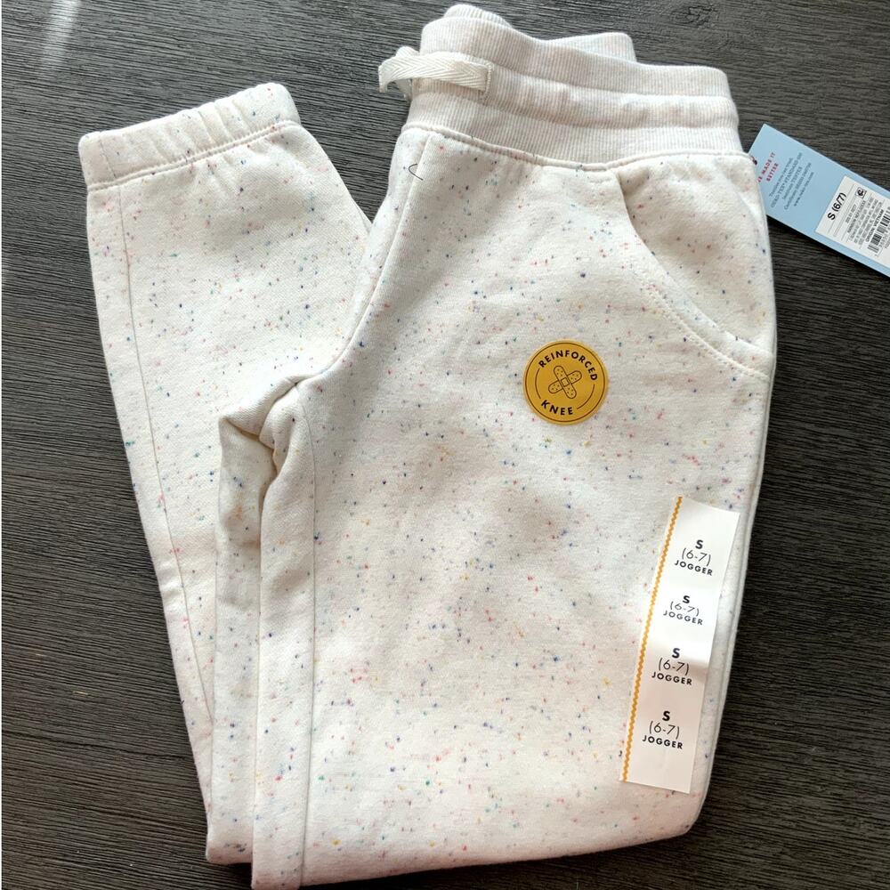 Cat &‎ Jack Girls' Rainbow Speckled Joggers S 6/7, NWT